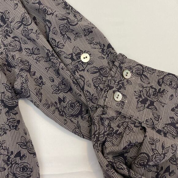 About A Girl Boho Crochet open back button up floral rose print L Pocket Western - Picture 6 of 12